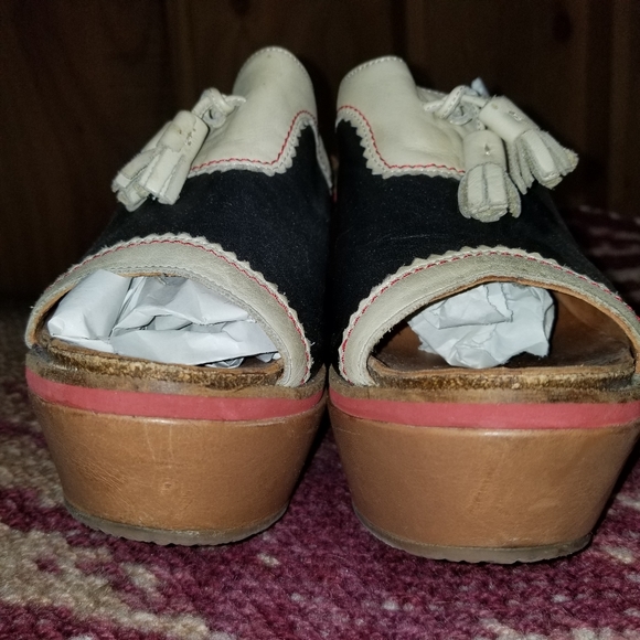Rare 1950s Wooden Block Platform Heels Hushpuppy sz 10 - Picture 7 of 13